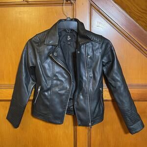 Art Class - Black Faux Leather Jacket Girls Medium (7/8) - Biker Moto
